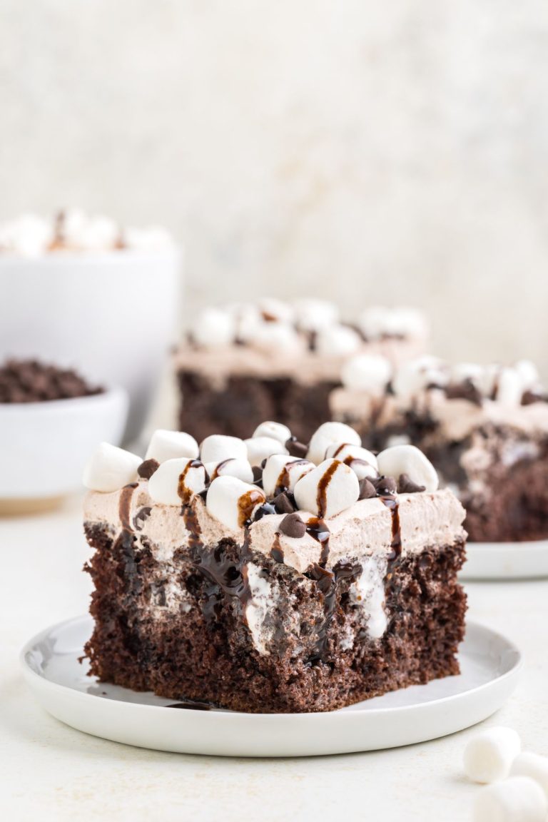 Hot Chocolate Poke Cake - Semi Homemade Kitchen