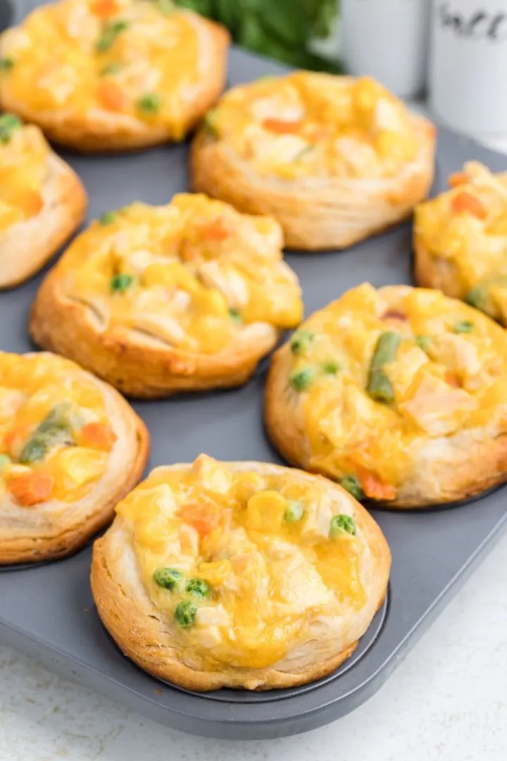 mini chicken pot pies individual buttery crust creamy chicken vegetables muffin tin comfort food
