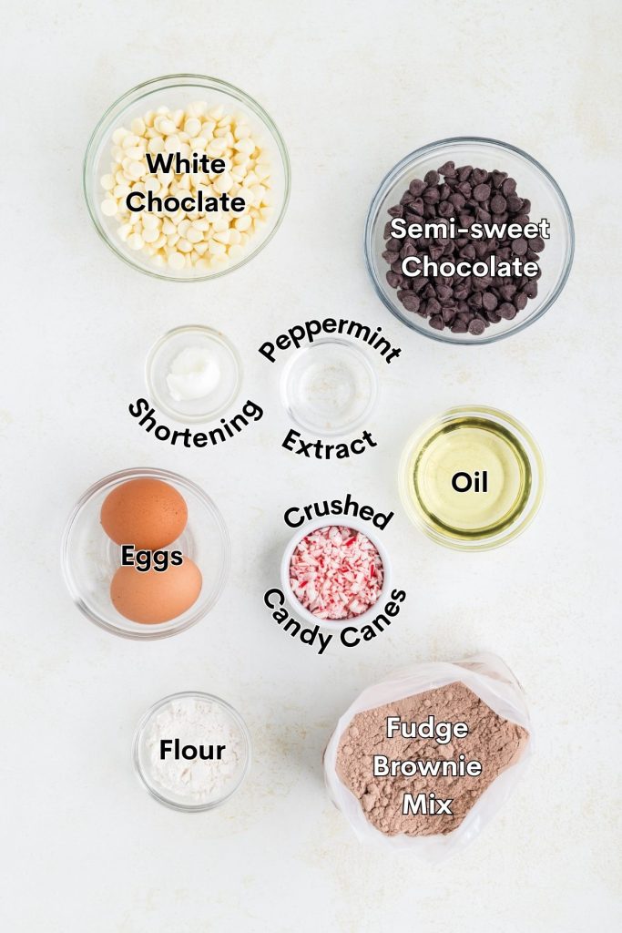 Ingredients displayed on counter in bowls. 