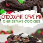 Chocolate Christmas Cake Mix Cookies Pinterest graphic.
