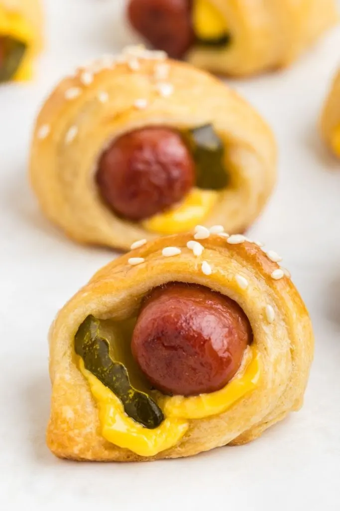 Close up of pigs in a blanket.
