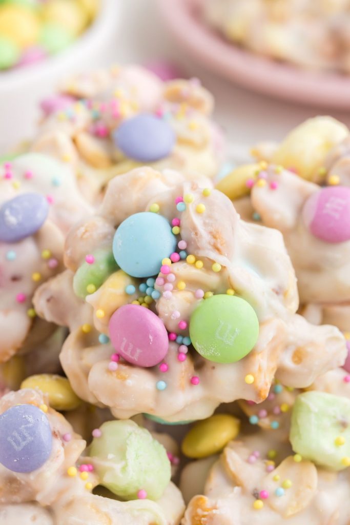 A pile of Easter peanut candy clusters. 
