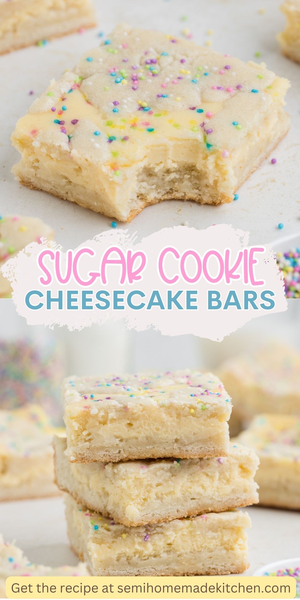 Sugar Cookie Cheesecake Bars - Semi Homemade Kitchen