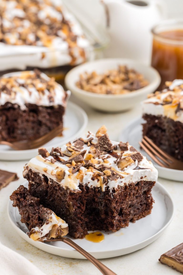 Heath Bar Poke Cake - Semi Homemade Kitchen