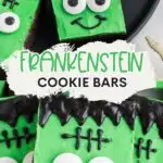 Frankenstein Cookie Bars Pinterest graphic.