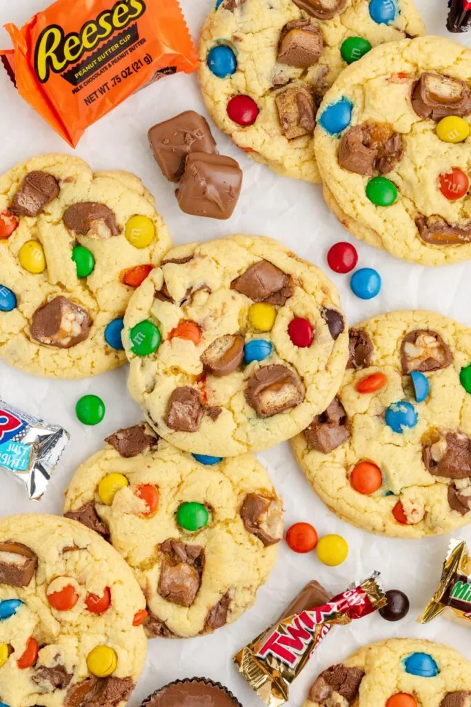 Leftover candy cookies with M&Ms.