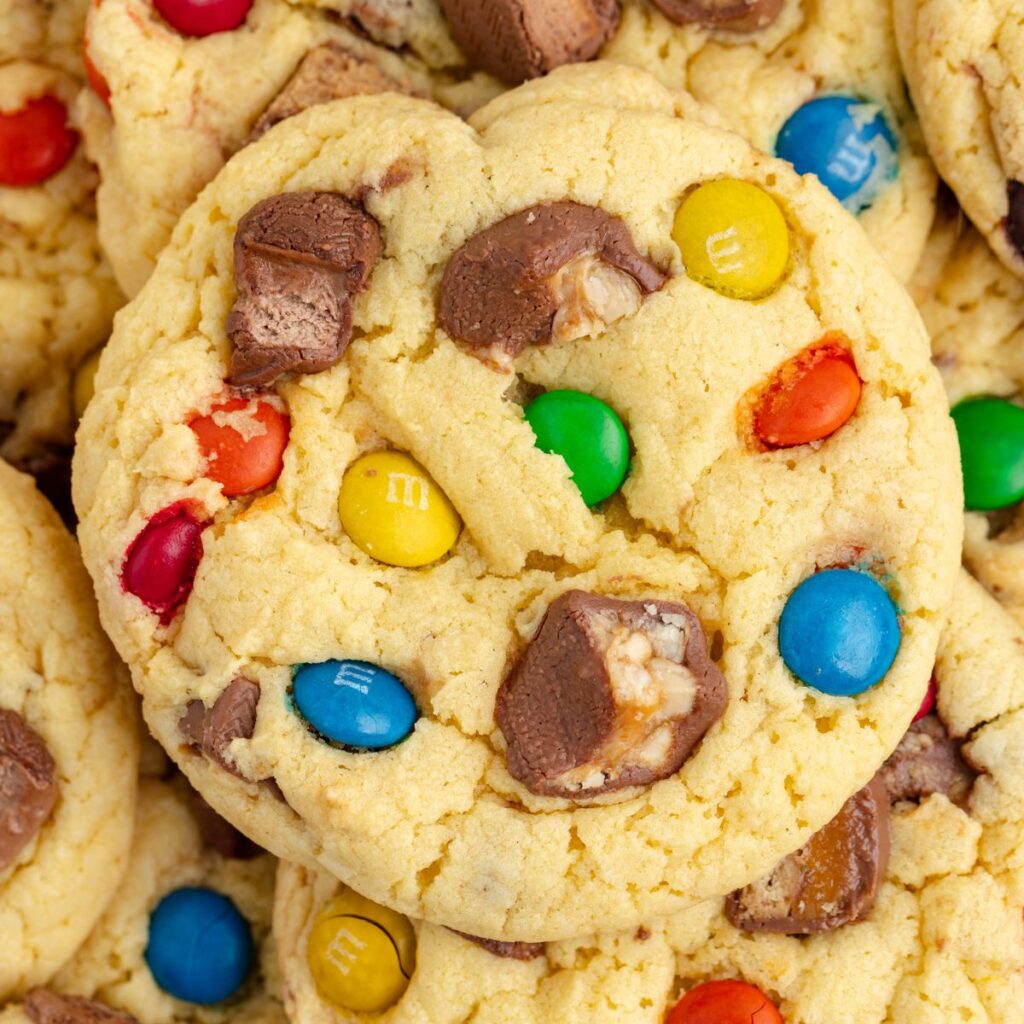 Chewy Halloween candy cookies.