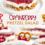 Cranberry Pretzel Salad Pinterest graphic.