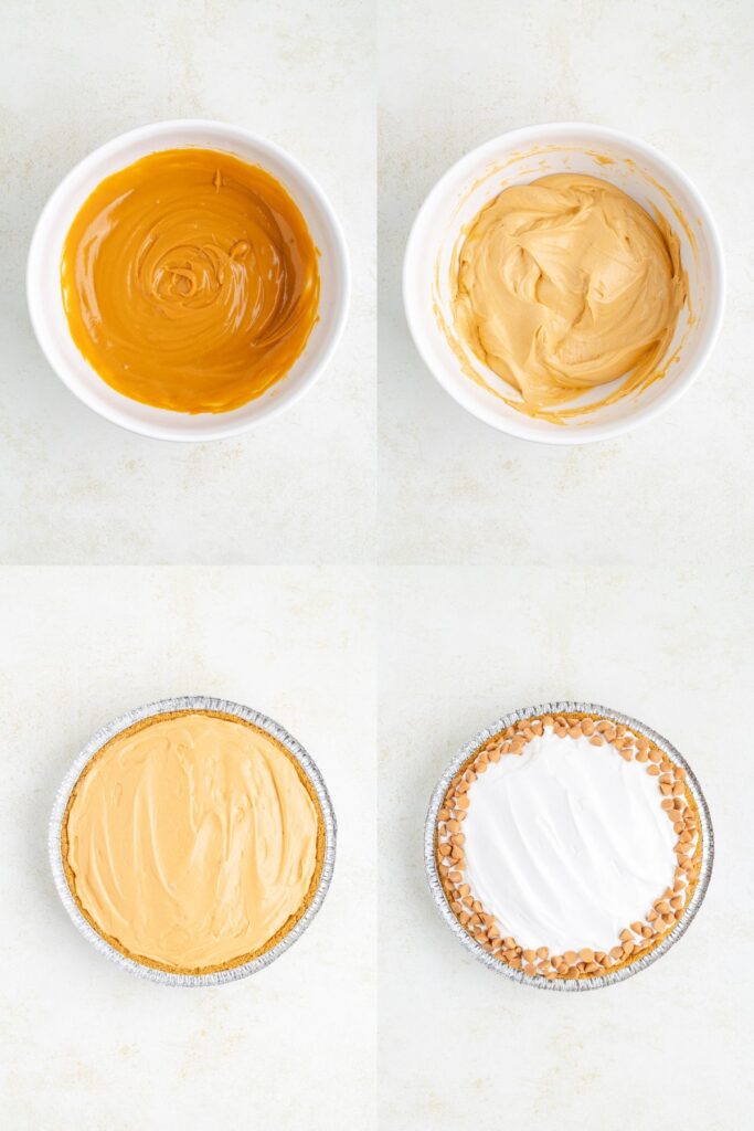 Steps showing how to make the butterscotch filling.