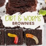 Dirt and Worm Brownies Pinterest graphic.