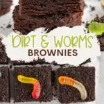 Dirt and Worm Brownies Pinterest graphic.