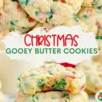 Christmas Gooey Butter Cookies Pinterest graphic.