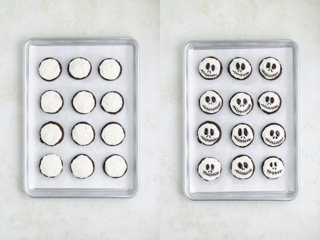 Collage showing frosted cookies and decorated cookies.