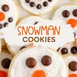 Snowman Face Cookies Pinterest graphic.