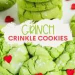 Grinch Crinkle Cookies Pinterest graphic.