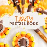 Turkey Pretzel Rods Pinterest graphic.