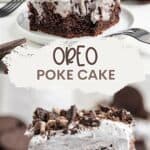 Oreo Poke Cake Pinterest graphic.