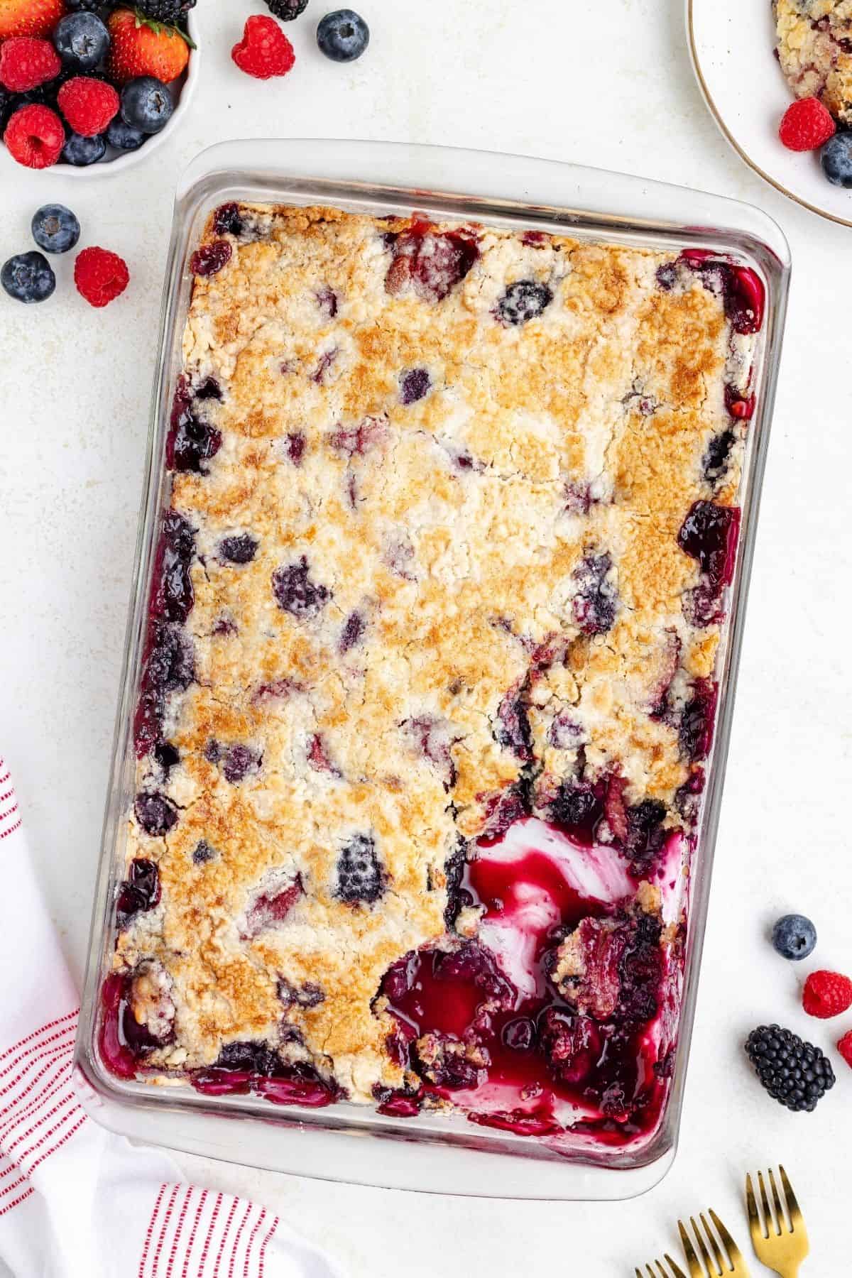 Mixed Berry Dump Cake with Frozen Berries - Semi Homemade Kitchen
